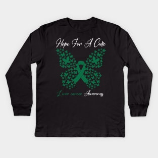 Hope For A Cure Butterfly Gift 3 Liver cancer Kids Long Sleeve T-Shirt